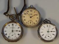 Three silver cased early 20thC pocket watches.