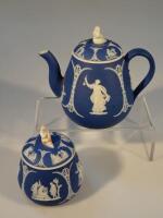 A Wedgwood Jasperware teapot and sucre