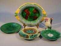 Various items of 19thC majolica ware
