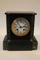 A late Victorian slate mantel clock.