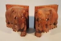 A pair of carved elephant bookends (AF)