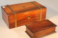 A 19thC brass bound rosewood writing box