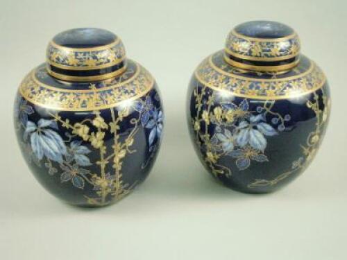 A pair of Fischer & Mieg porcelain ginger jars and covers