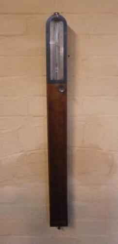 A late 19thC oak and brass stick barometer