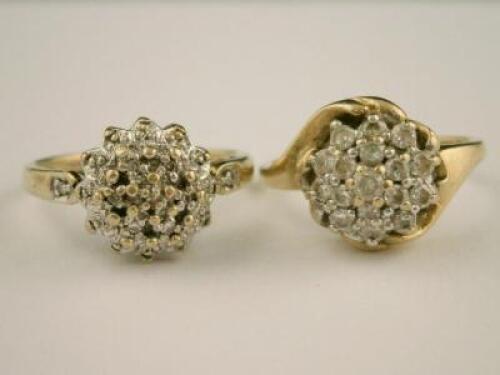 Two 9ct gold cluster rings