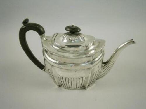 A George III part fluted silver teapot