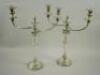 A pair of electroplated three branch candelabra in Neo Classical style