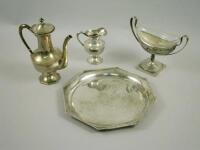 A Continental white metal coffee set