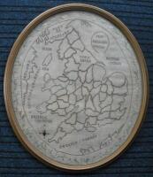 A 19thC embroidered map of England and Wales