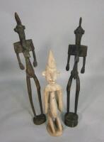 Tribal Art. Two talll carved African figures and another figure