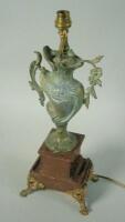 A French spelter table lamp