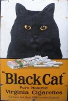 An original Black Cat cigarette enamel sign