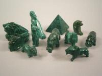 Various malachite ornaments