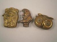 Three novelty brass vesta cases