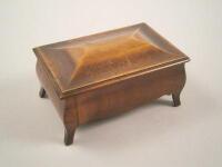 A 19thC fruit wood miniature jewellery box in the form of a chest