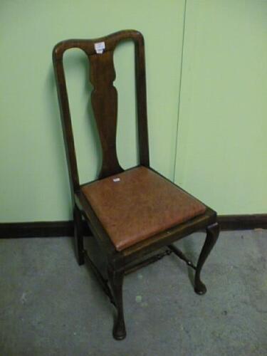 A set of 4 early 20thC Queen Anne style high back dining chairs with cabriole