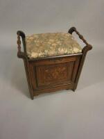 A late Victorian rosewood and marquetry music stool