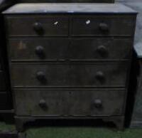 A late Georgian oak chest of 2 short and 3 long graduated drawers with knob handles