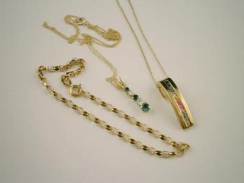 Two 9ct gold pendants and chains