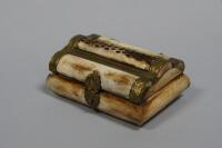 A small bone and gilt metal jewellery box