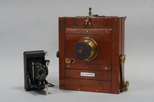 A vintage half plate folding camera