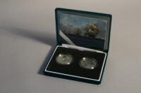 A Royal Mint Nelson Trafalgar 200th Anniversary Commemorative Silver Proof Two Coin Piedford Set.