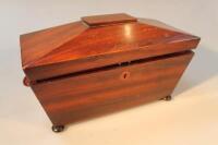 A 19thC rosewood sarcophagus shaped tea caddy