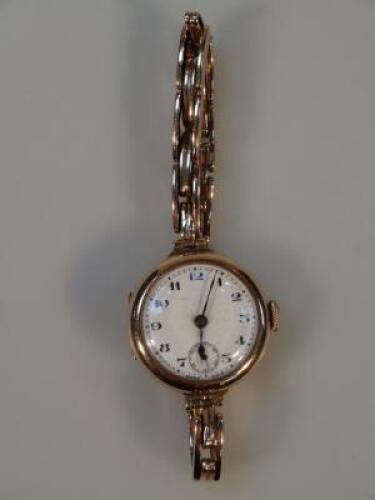 A ladies 1930's 9ct gold cased wristwatch