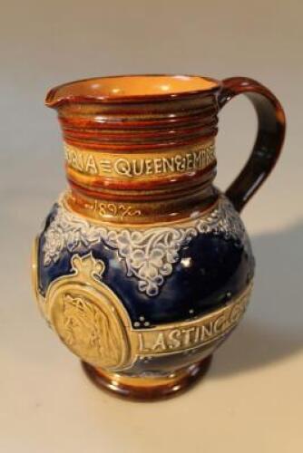 A Lambeth Doulton Queen Victoria diamond jubilee commemorative jug