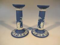 A pair of Wedgwood Jasperware candlesticks