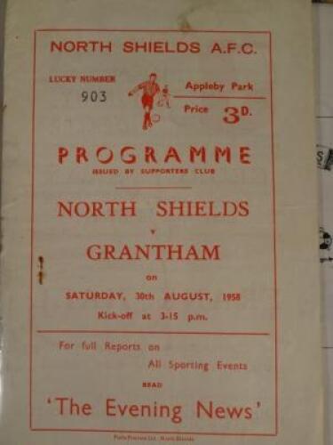 A collection of Grantham football programmes from the 1950's