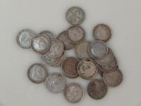 A quantity of silver threepenny pieces