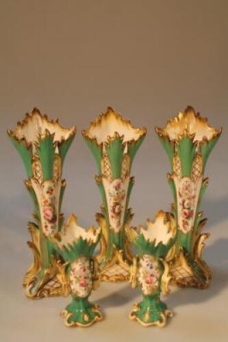 Five early Victorian Ridgway vases