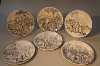 A set of six French humorous cartoon picture plates by Creil & Montereau