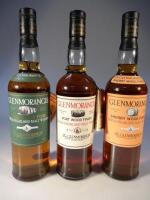 Glenmorangie three bottles of highland single malt whisky. The port wood finish