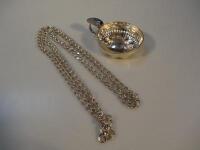 A modern French silver plated tastevin and chain