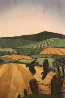 Jane Witheridge. A pair of coloured silk pictures of landscapes