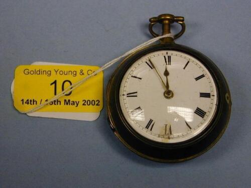 A gilt metal pair cased open face pocket watch