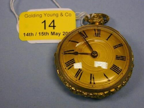 A silver gilt open face fusee pocket watch