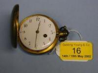 A gilt metal verge hunter pocket watch