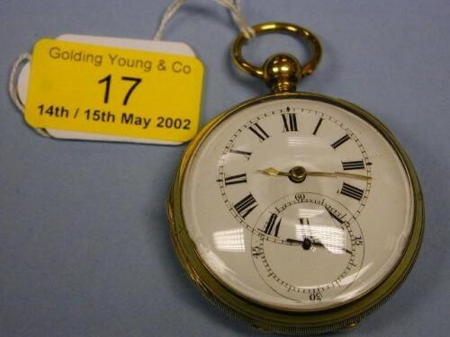 A gilt metal open face verge pocket watch