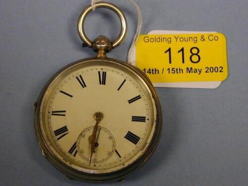 A silver pair cased open face verge pocket watch