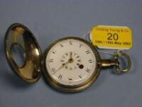 A silver half hunter verge pockeet watch (outer case missing)