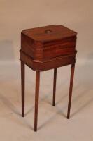 An 18thC mahogany sewing casket on stand