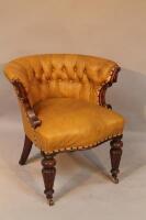 A 19thC upholstered smokers bow chair.