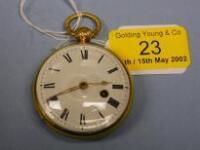 A gilt metal open face verge pocket watch