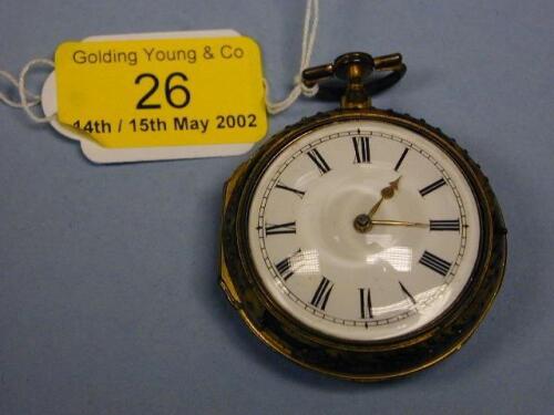 A gilt metal pair cased open face verge pocket watch