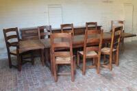 A rustic oak dining suite