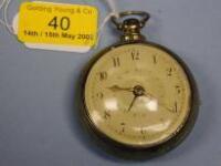 A silver pair cased open face verge pocket watch