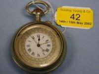 A French white metal pocket barometer and watch